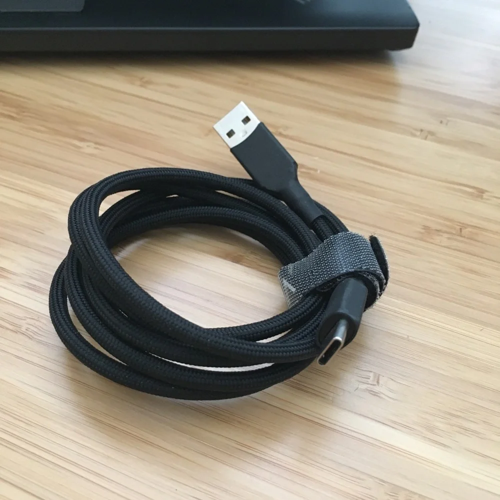 LP USB A 2.0 to USB C Adapter Cable Nylon Braided Black | 6 Ft Long